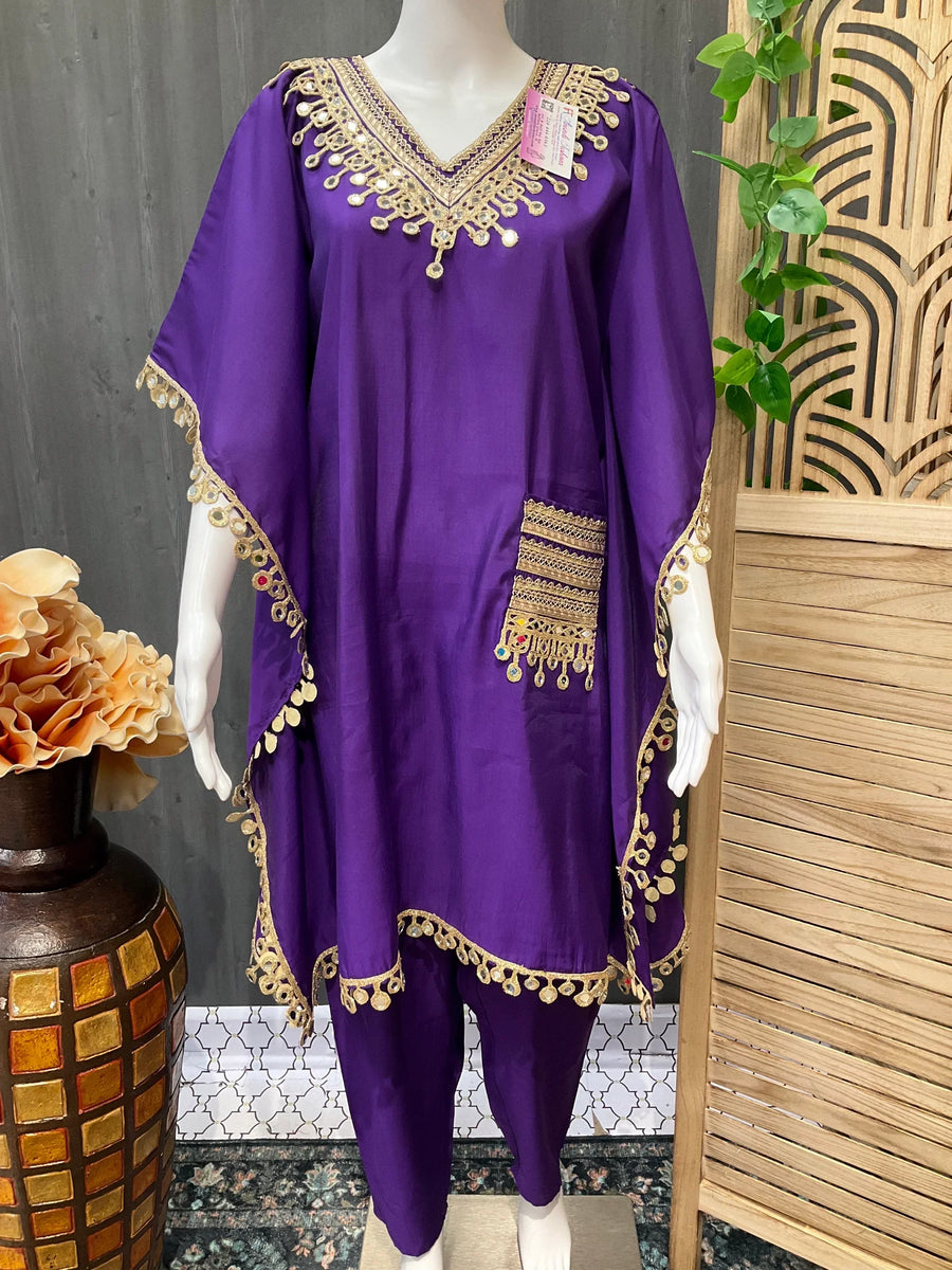 Purple Kaftan Silk set/Kurti sets