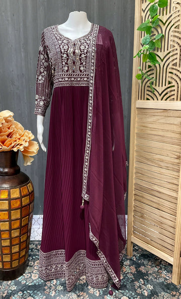 Georgette Party Wear Long Dress - Elegant Ethnic Gown