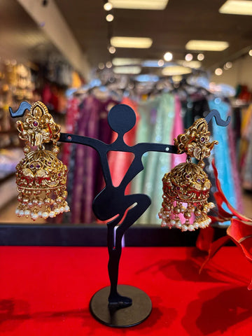 Antique Earrings - Heavy Jhumkas with Elephant Design