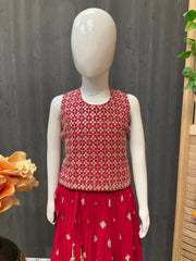 Size 26-RED little girls Georgette lehenga set