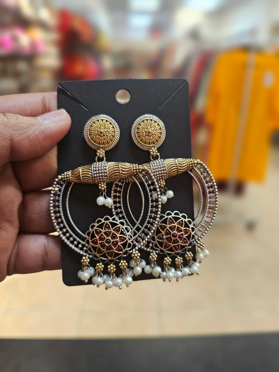 Dual Tone Oxidized Earrings