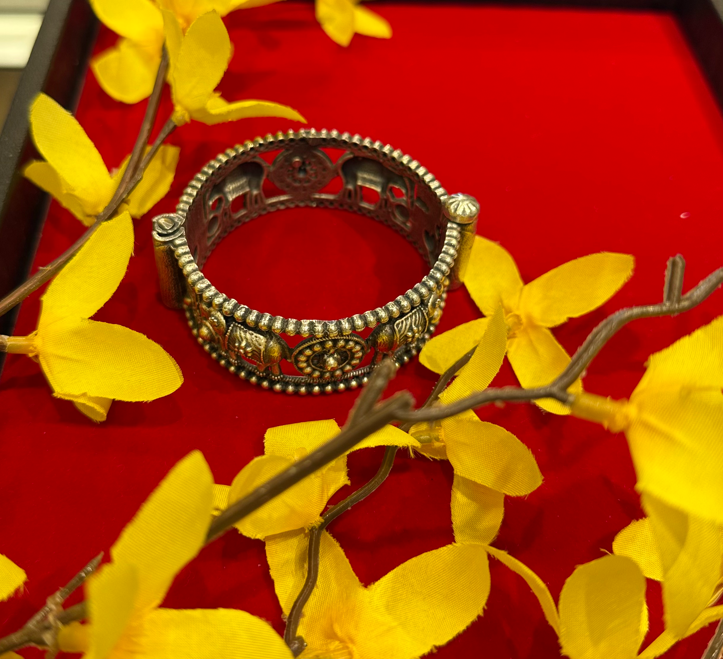 German Silver - openable elephant Broad Kada- Single image 2