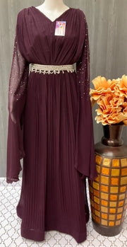 Pure Long Party Dress Size 38 - with Waist Belt & Stone Work