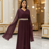 Pure Long Party Dress Size 38 - with Waist Belt & Stone Work