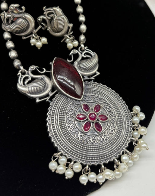 German Silver Long Chain Necklace set image 3