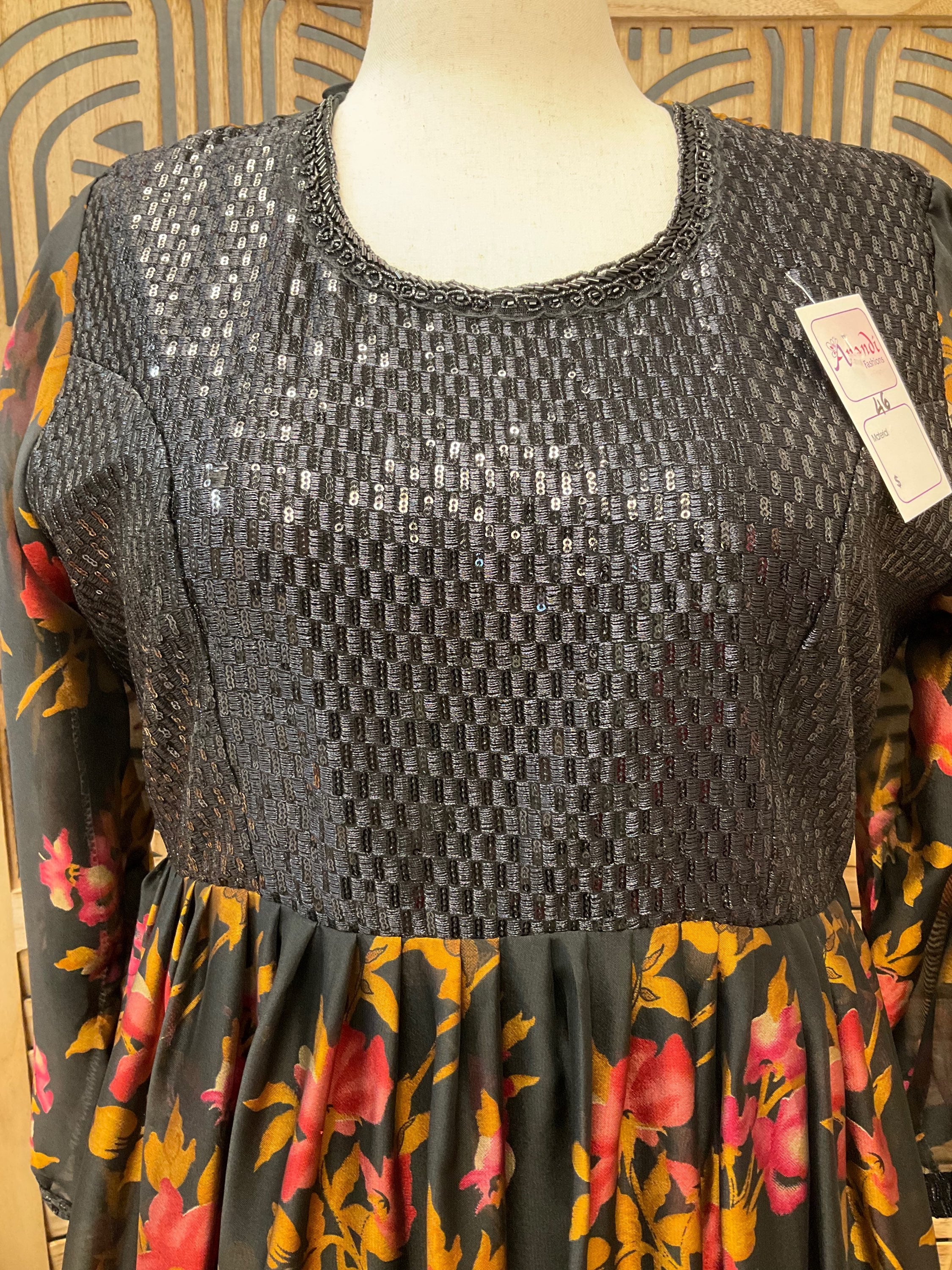 Plus Size Dresses - Brassica long Anarkali Kurti with sleeves image 2