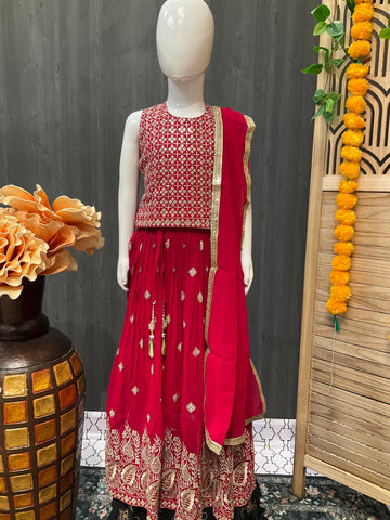 Size 26-RED little girls Georgette lehenga set