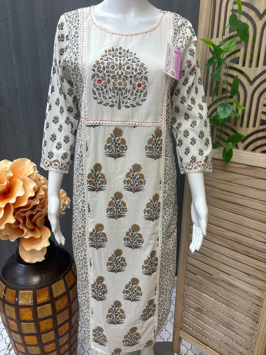 Trendy Pure Cotton Kurti with Functional Side Pocket - Casual Wear