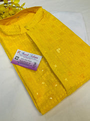 Size 40 -Yellow Sequence chikankari kurta set