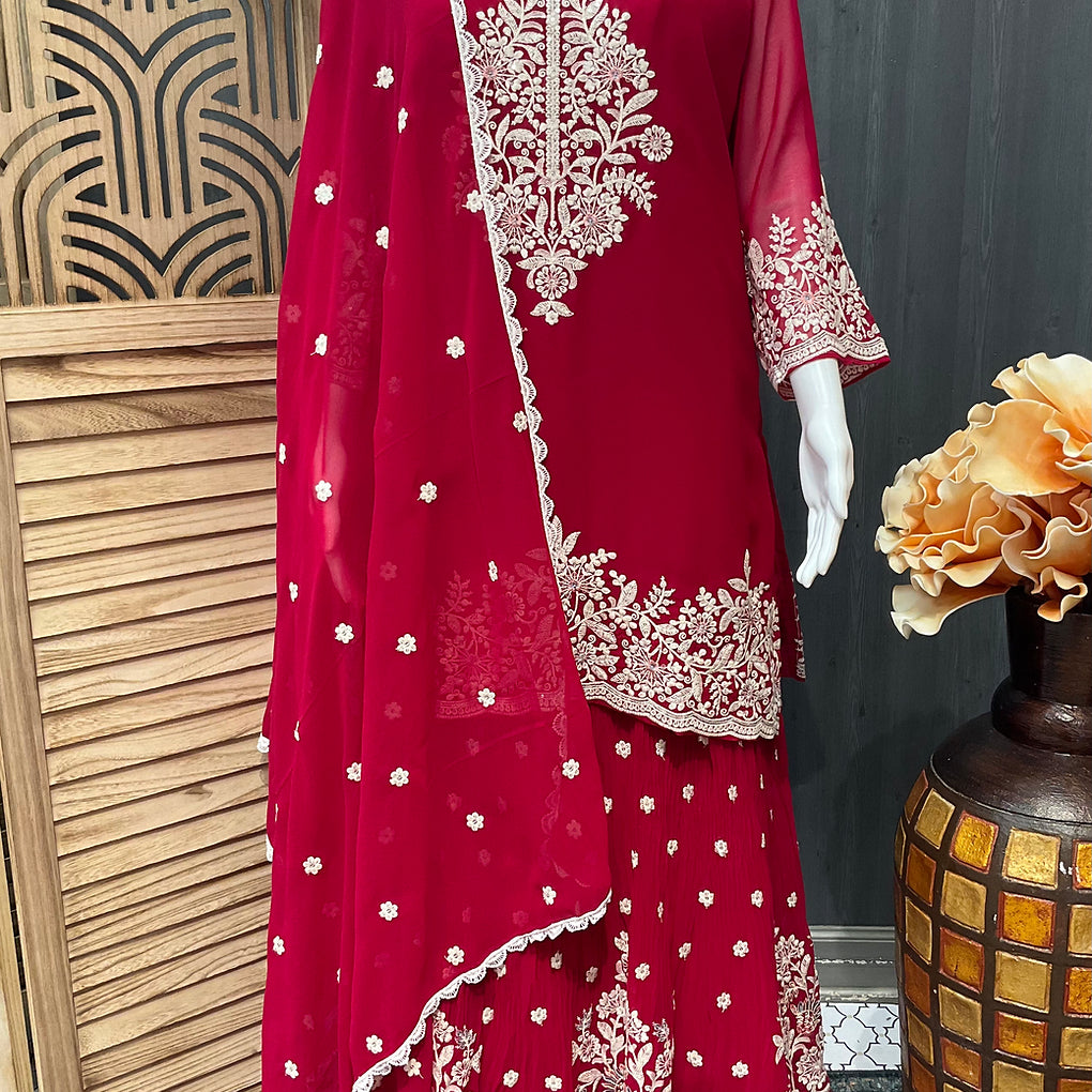 Size 44-Georgette Party Wear Lehenga set with Peplum Top