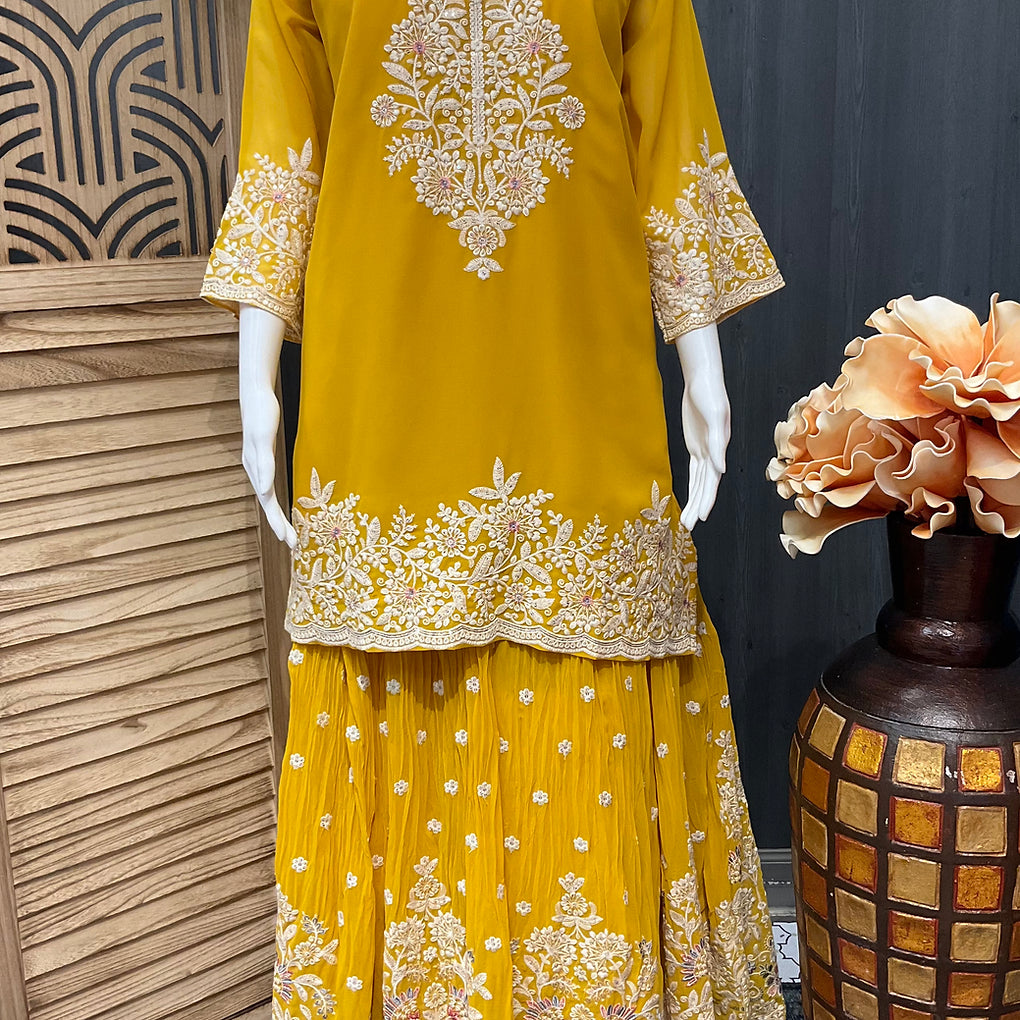 Size 44-Georgette Party Wear Lehenga set with Peplum Top