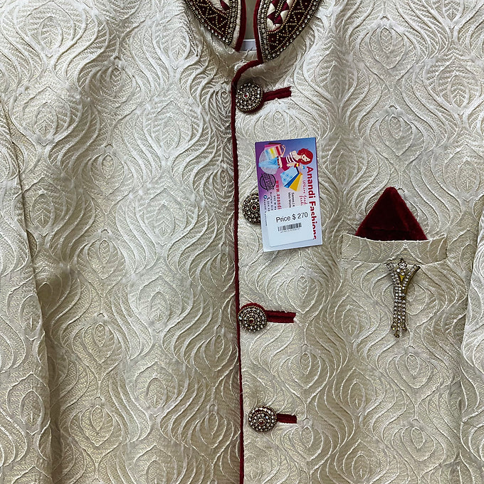 Men’s bridal wear sherwani with jodhpuri pants fits size 42 -NP