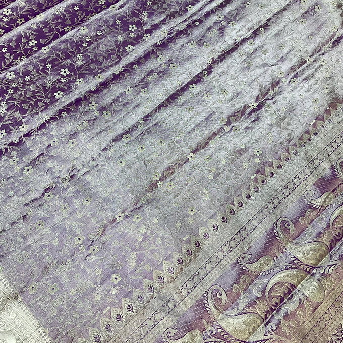 Pure Silk -  Pastel colors Kanjeevaram Tissue Saree with Stitched Work Blouses