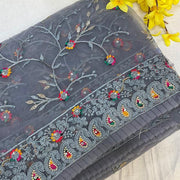 Net saree with thread embroidery