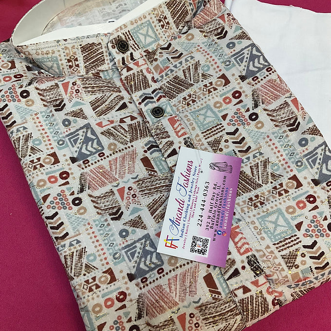 Size 40-Digital print kurta set for men