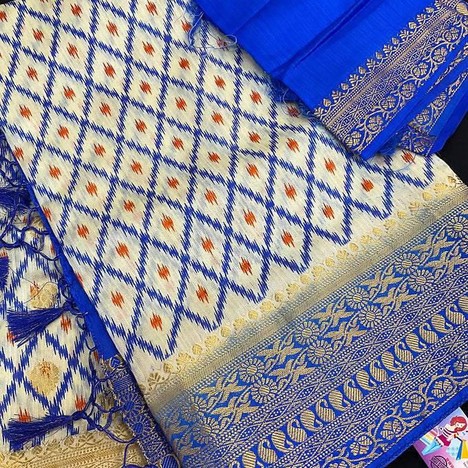 Patan Patola Silk Saree- Fall Pico done