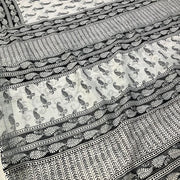 White & Black Linen Saree - Modern Combination Design