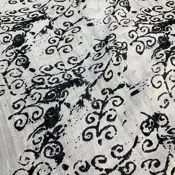 White & Black Linen Saree