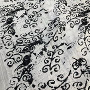 White & Black Linen Saree - Modern Combination Design