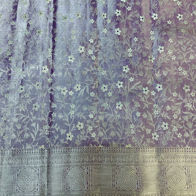 Pure Silk -  Pastel colors Kanjeevaram Tissue Saree with Stitched Work Blouses