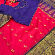Pink Traditional Semi Silk Saree with 8 Inch Border & Stitched Blouse
