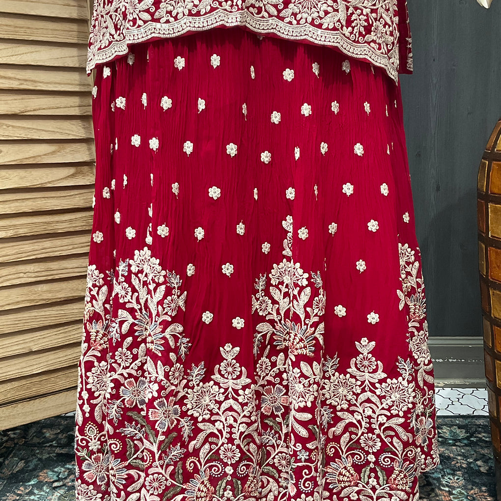 Size 44-Georgette Party Wear Lehenga set with Peplum Top