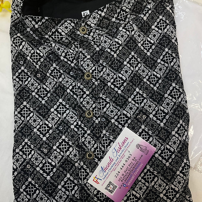Black Chikankari kurta set for men - size 42