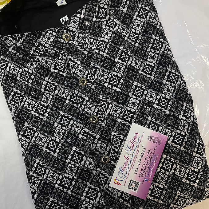 Black Chikankari kurta set for men - size 42