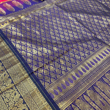 Pink Traditional Semi Silk Saree with 8 Inch Border & Stitched Blouse
