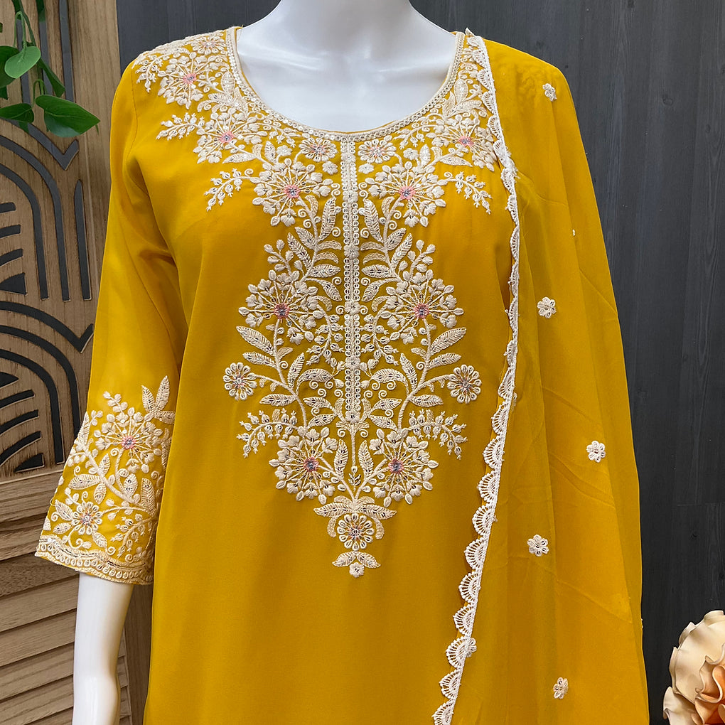 Size 44-Georgette Party Wear Lehenga set with Peplum Top