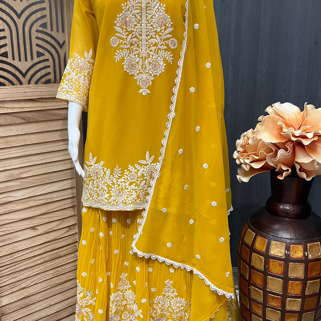 Size 44-Georgette Party Wear Lehenga set with Peplum Top