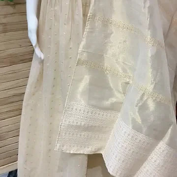 Half White Tissue Lehenga Set - Party & Wedding Wear