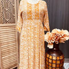Plus Size Pure Cotton Mustard Yellow Anarkali Kurti - Size 46