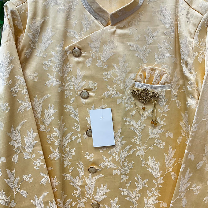 Men’s  light gold kurta set with dhoti pants fits size 42