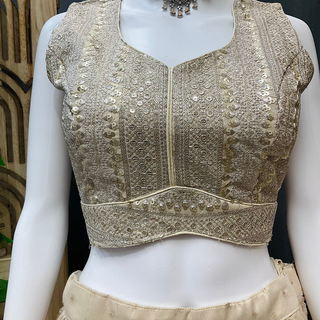 Half White Lehenga set -Tissue material