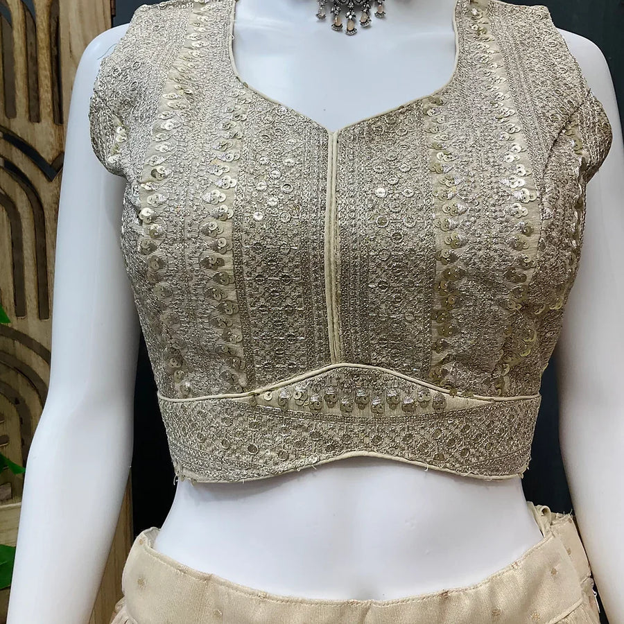 Half White Tissue Lehenga Set - Party & Wedding Wear