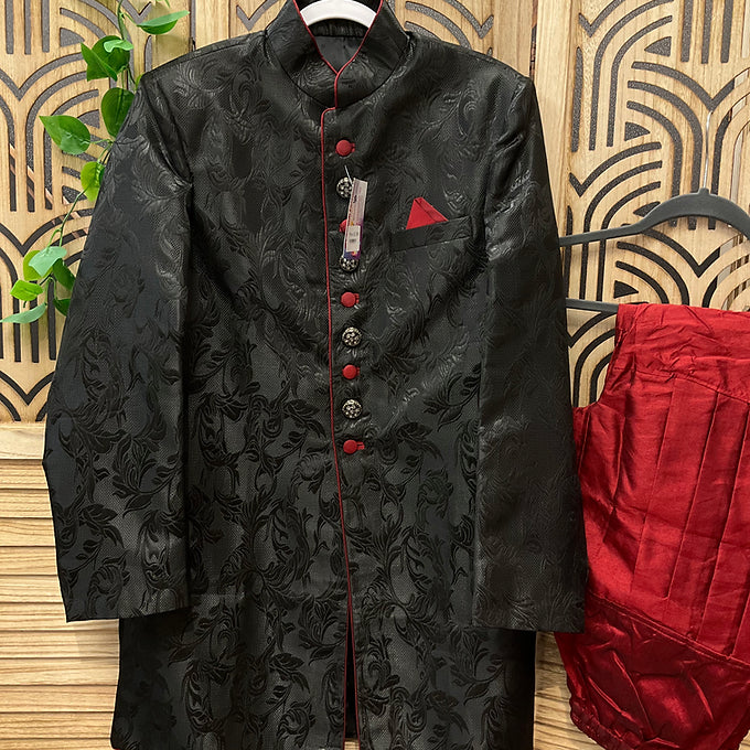 Men’s  Black sherwani with jodhpuri pants fits size 38