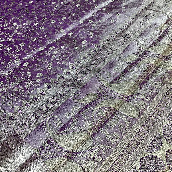 Pure Silk -  Pastel colors Kanjeevaram Tissue Saree with Stitched Work Blouses