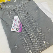 Silk - Grey embroidery men’s kurta set