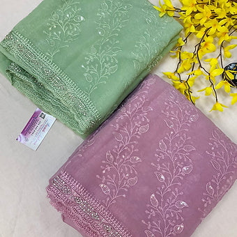 Cocktail Party Wear Sarees- shimmery Chiffon sarees