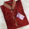 Maroon Color Men's Silk Kurta with Embroidery Work on Neck