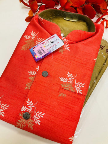 Indian Kurta for Men - Colorful Design Embroidery Mens Kurta with Jacket