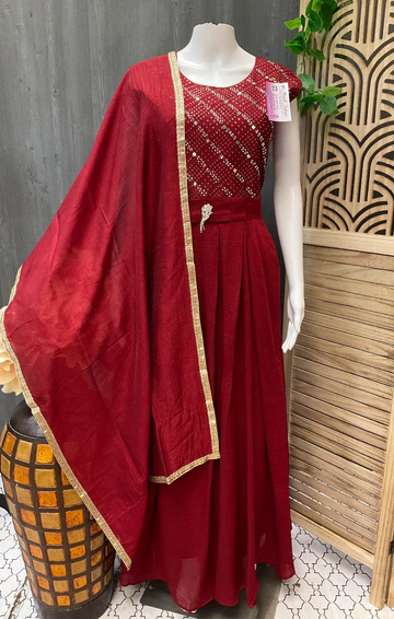 Long Party Wear Dress - Elegant Ethnic Gown for Special Occasions