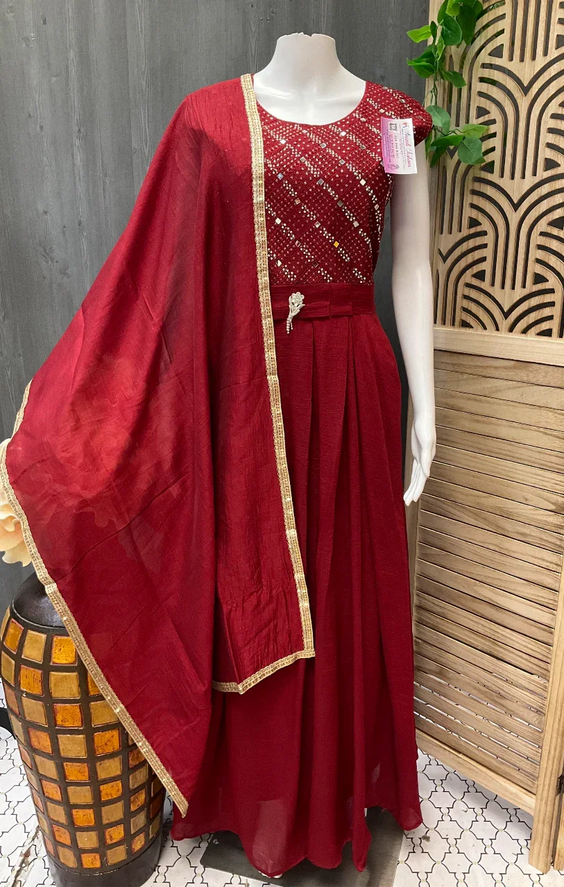 Long Party Wear Dress - Elegant Ethnic Gown for Special Occasions