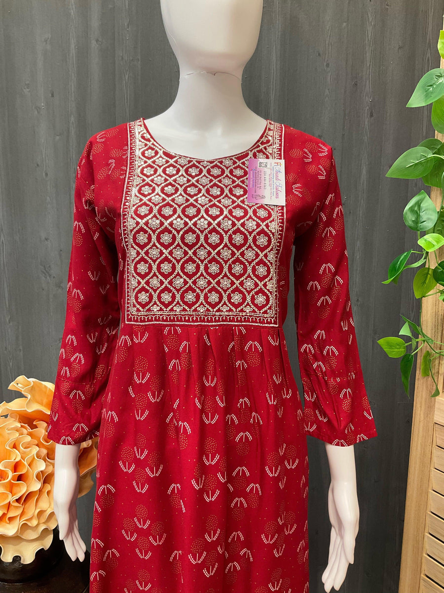 Rayon Kurti  with Sequence work