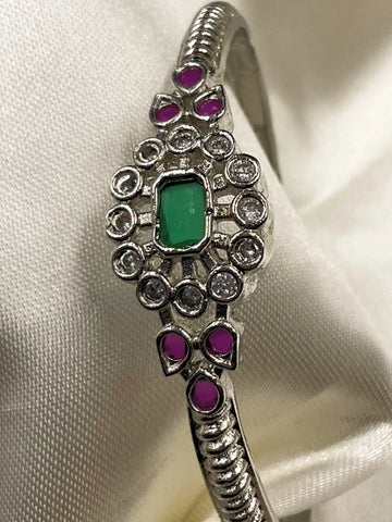 Oxidized Kada Green Stone
