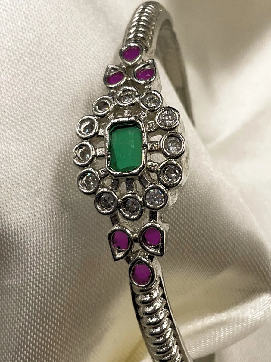 Oxidized Kada Green Stone