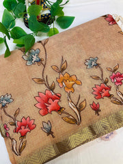 Tissue saree with applique work