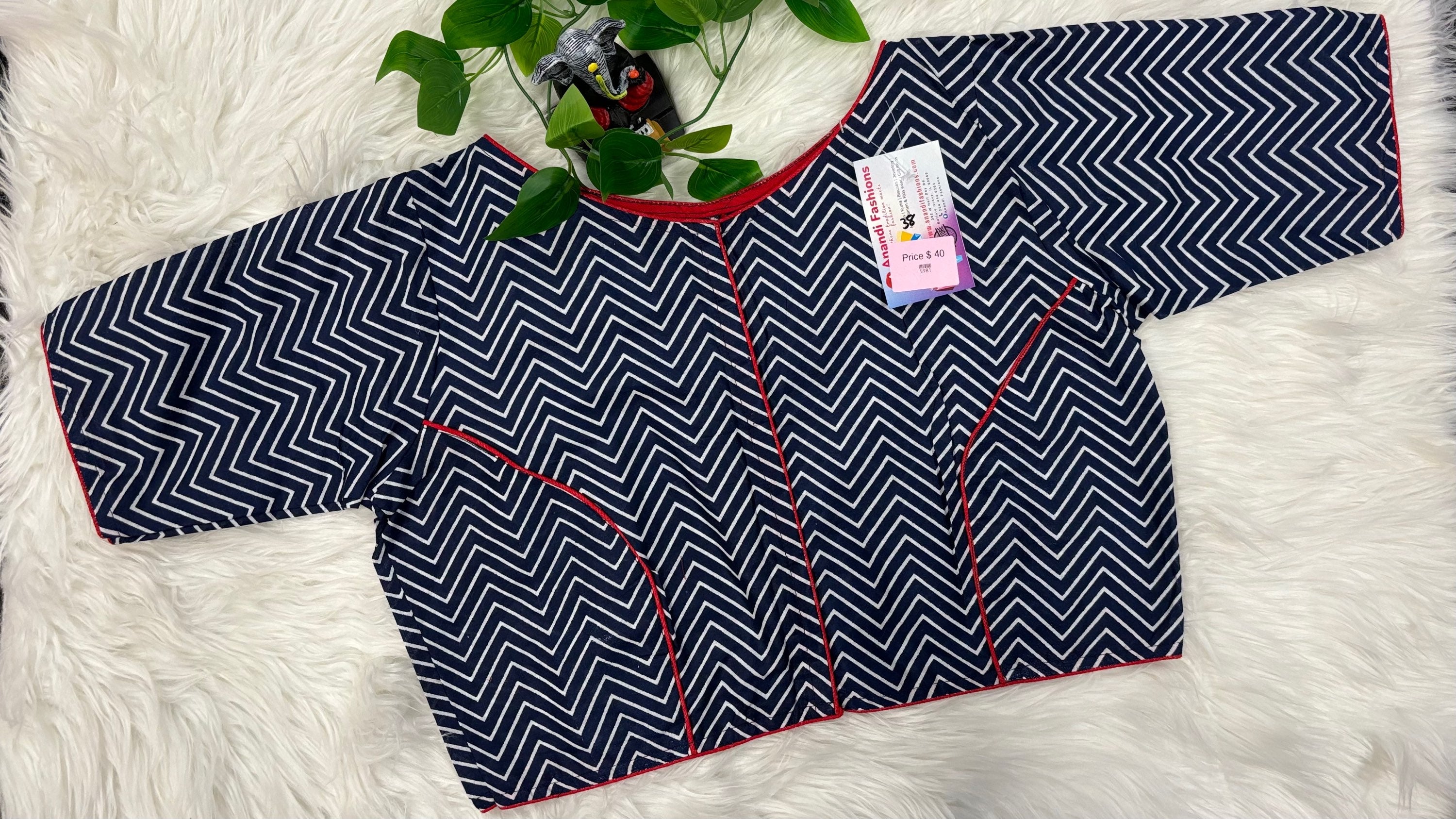 Pure Cotton Navy Blue Color Blouse - Size 38 image 0