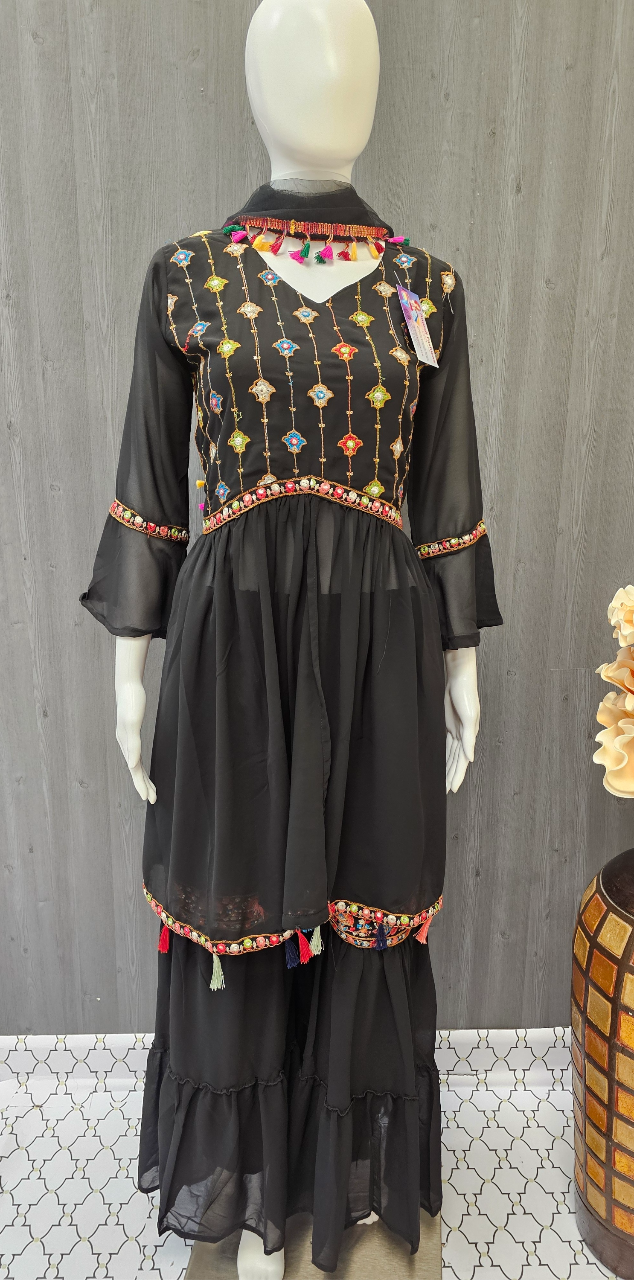Black Sharara Dress - Subtle and Timeless, Perfect for a Classic Look 36/US XXS image 0